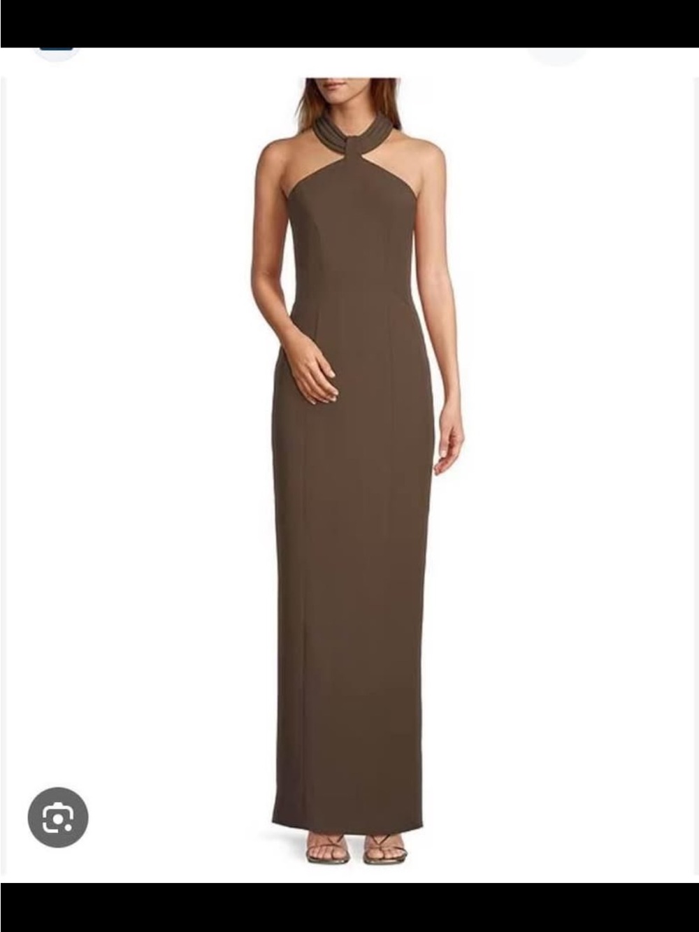 Ronny Kobo Collection Olive Brown Twisted Halter Maxi Dress